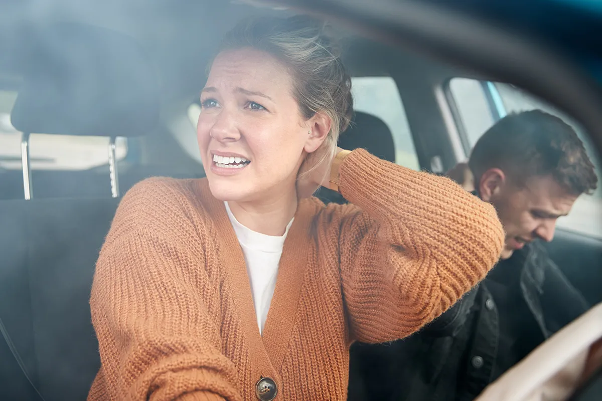 Injured vehicle occupants after a crash, illustrating Uber or Lyft rideshare accident injury claims in Central Florida.
